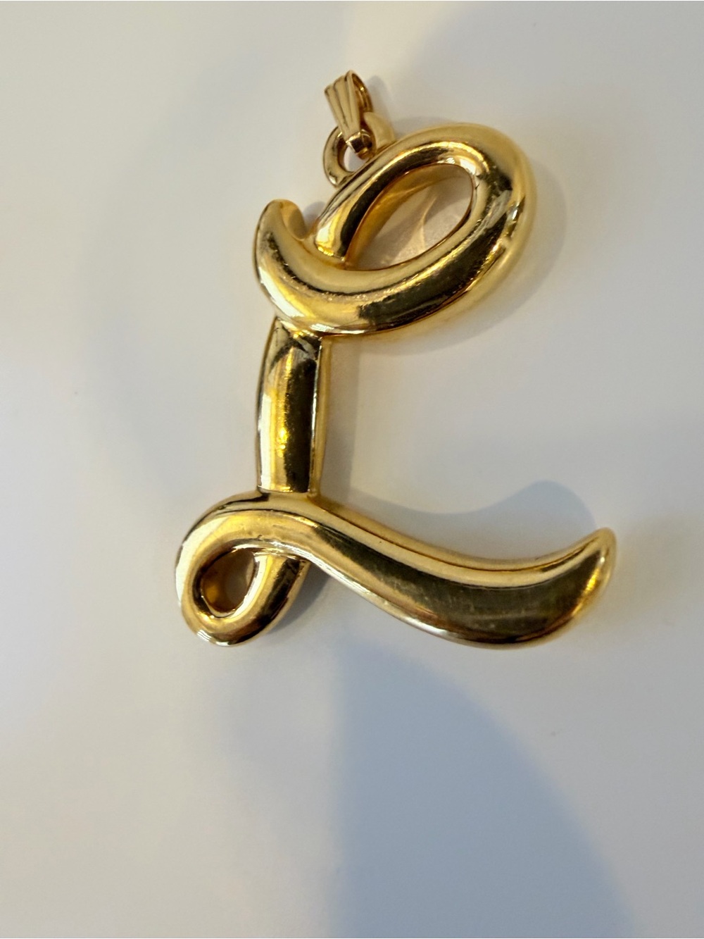 Vintage Gold-Tone Chunky Letter L Pendant